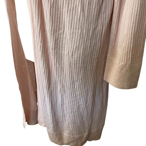 Ann Taylor Loft Open Ribbed Pastel Pink Longline Thin Cardigan Sweater sz L - Picture 8 of 16